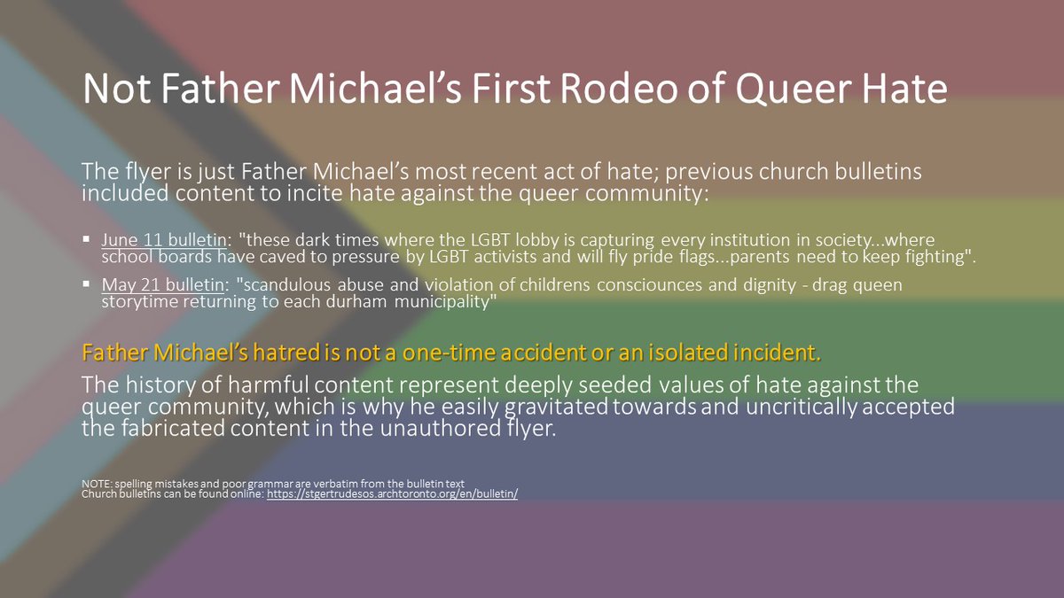 neilbuddel's tweet photo. Catholic priest issues non-apology 4 offensive flyer, but not the abhorrent lies designed 2 incite hate against #LGBTQ folks (eg: support pedophilia). Also, not his first act of #queer hatred. #Pride @PrideToronto @CityNewsTO @CBCNews @CTVToronto @archtoronto @DurhamCatholic https://t.co/uChRKi4Ym8