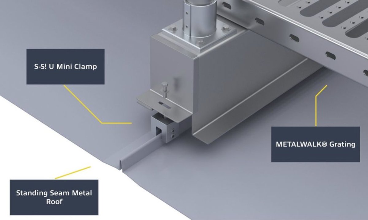 DesignComponent's tweet image. Here you can see how our Metalwalk system integrates with the S-5! clamps on a standing seam metal roof.

If you need a safe and reliable roof walkway system, contact us: zurl.co/uSeb 

#metalwalk #safetysystem #roofing #roofwalkway #speedrail #roofrail