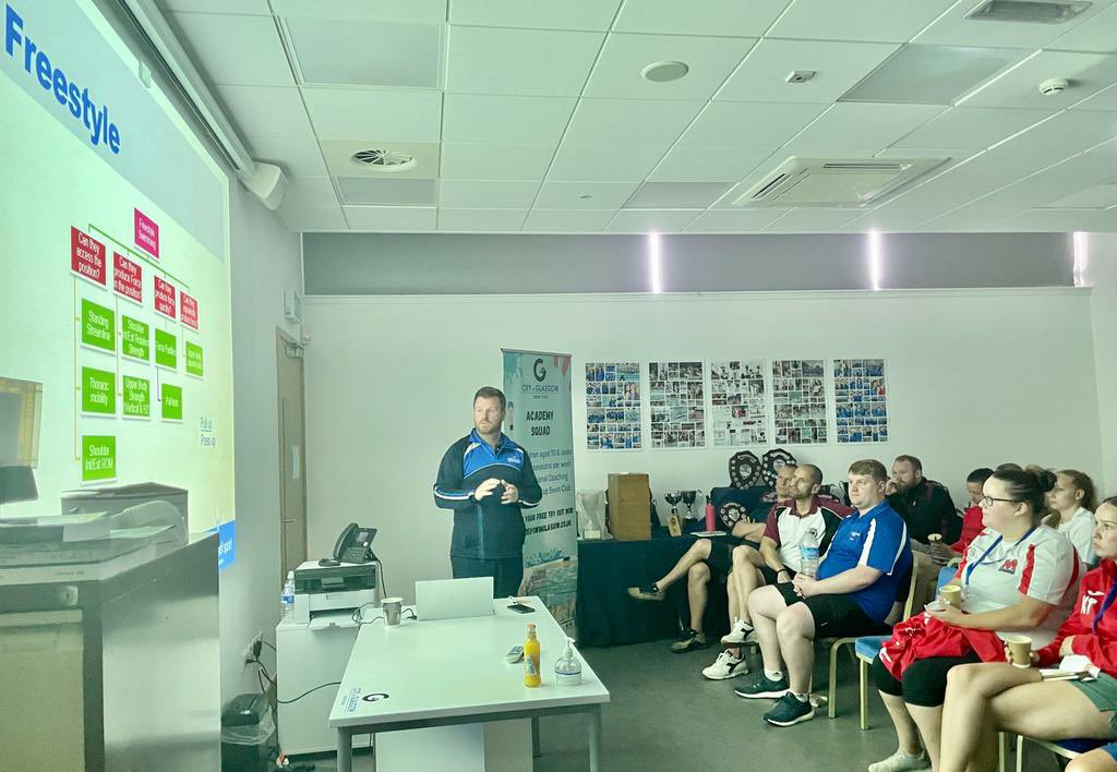 ScottishSwim's tweet photo. Coaches at the #Open2023 were treated to an excellent presentation from Senior Physical Prep Coach Neil Shanks about the importance of movement competencies and how they can be developed in club based programmes 🗣

Thanks again to Neil for hosting such a valuable session 👏 https://t.co/ECQekMVdrQ