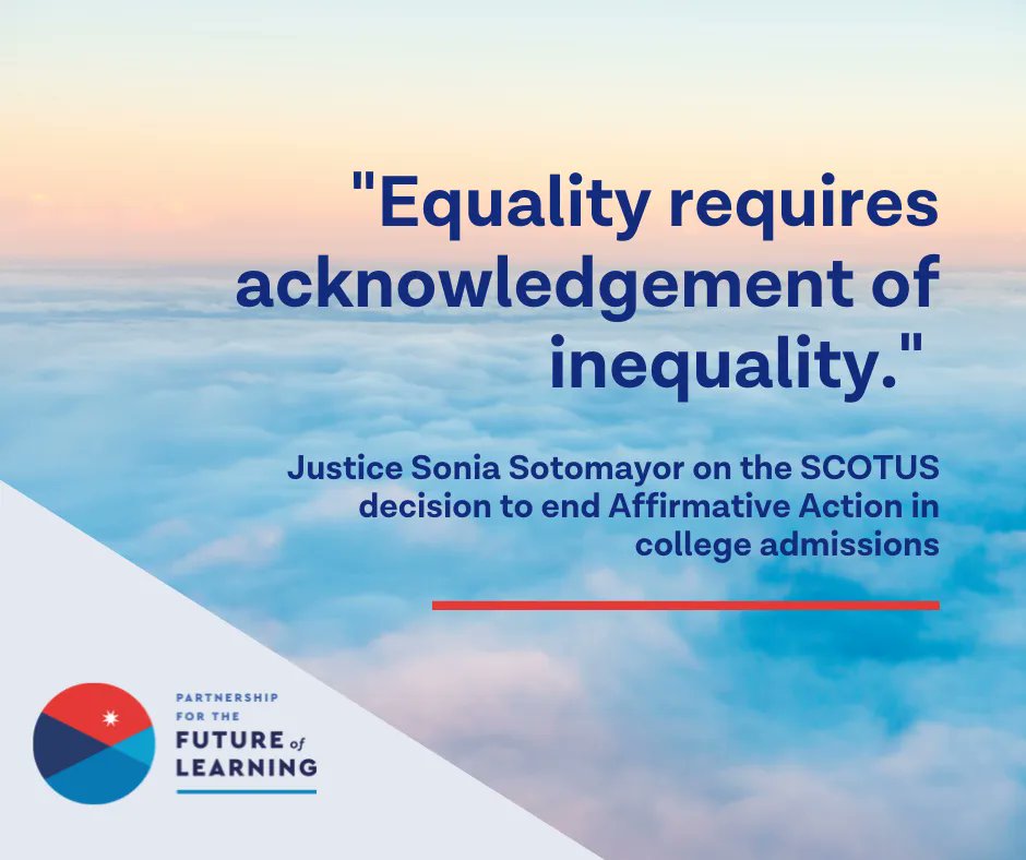 future4learning's tweet image. The Partnership for the Future of Learning and our partners remain committed to the promise of public education and believe that every student deserves the opportunity to attend educational environments that are diverse and well-resourced. #SCOTUS #AffirmativeAction #EdPolicy