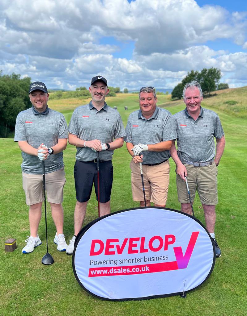 HCopiers's tweet photo. A big thanks to Johnny and the team at @DevelopUK for an enjoyable visit, golf day and evening. Also good to catch up and great craic was had in our 4 ball with John Gripton and Frank Stapleton with the icing on the cake being a good amount raised for the charity @alljoinjack https://t.co/it5bpzTWif