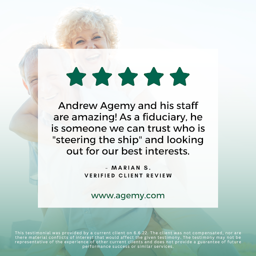AgemyFinancial's tweet image. When it comes to safeguarding your assets, trust a #FiduciaryAdvisor who cares. Our dedicated team prioritizes your financial well-being, helping to ensure a secure financial future. Visit agemy.com to schedule your complimentary strategy session today.