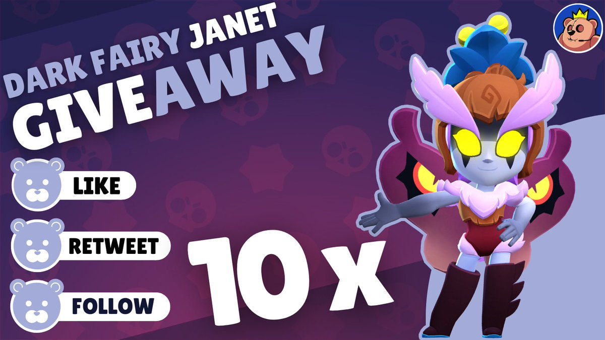 TeddieCasts's tweet image. 🦋10x Dark Fairy Janet sets!🦋 

✅Follow @TeddieCasts + @coco22tv
❤️Like
🔁Retweet

🗓️ Winners announced July 4th, Good Luck!  
#DarkFairyJanetGiveaway #BrawlStars