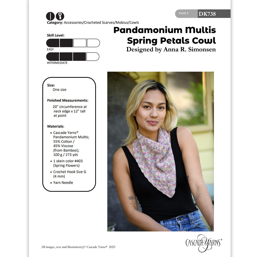 CascadeYarns's tweet photo. Spring Petals Cowl in Pandamonium Multis
by Anna R. Simonsen
Download the complete pattern on our website - https://t.co/bLSKmZOaeq 
#CascadeYarns #CascadeFreePatterns #FreePattern #Pandamonium #crochetcowl #crochetallday #summercrochet https://t.co/gNsyd57J8D