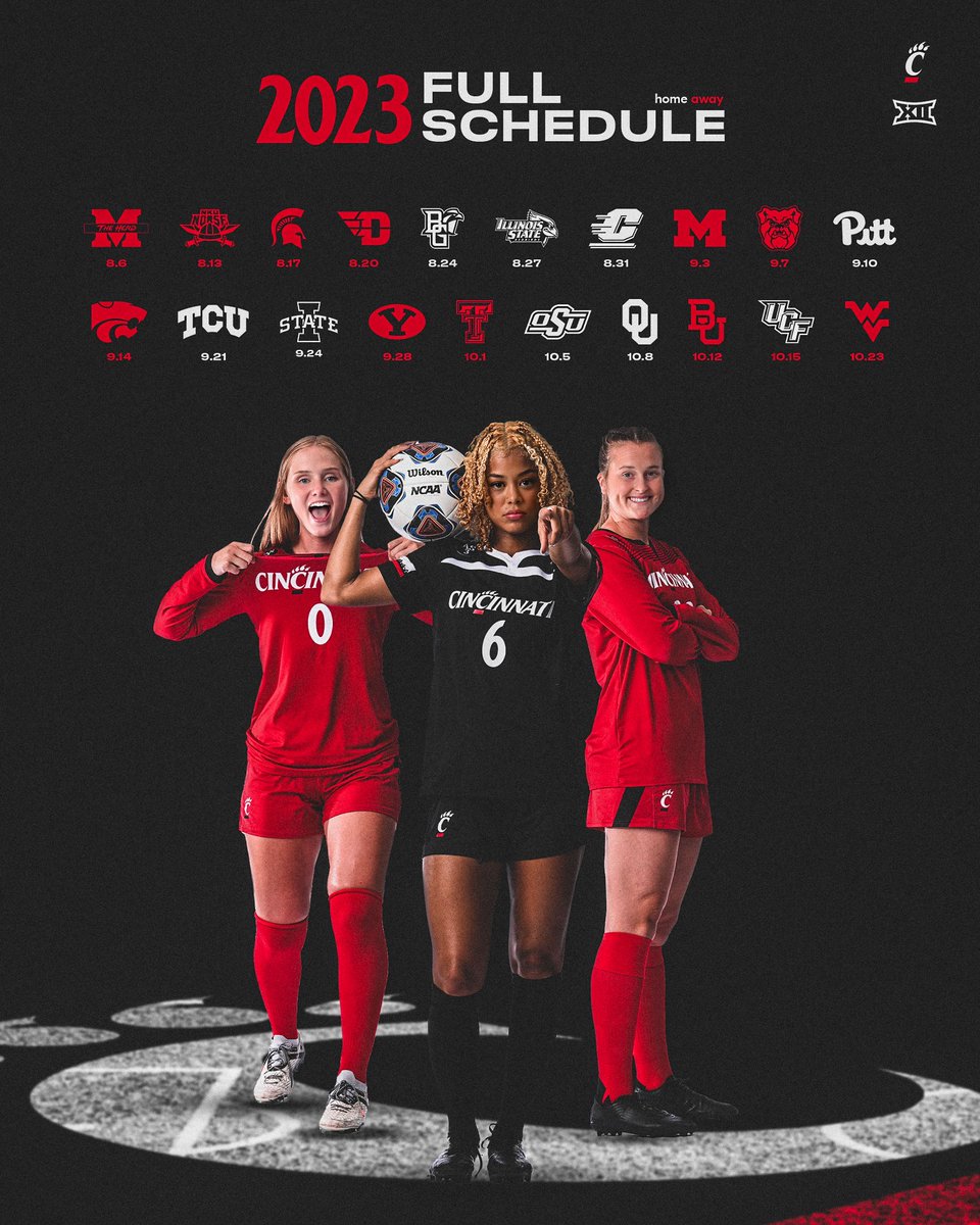 𝙈𝙖𝙧𝙠 𝙔𝙤𝙪𝙧 𝘾𝙖𝙡𝙚𝙣𝙙𝙖𝙧𝙨!! 🗓️

Our Complete 2023 schedule is here!! 

🔗 bit.ly/44mgLtS

#Bearcats | #WePlayFor3