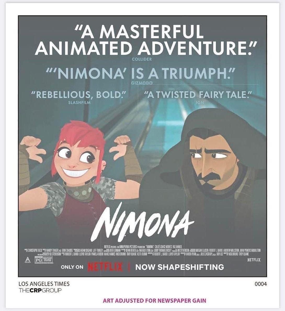 Happy #Nimona day!!! Watch it over and over!! A lot of love, pride and passion from the most dedicated and talented people ever went into bringing this movie to your <a href="/netflix/">Netflix</a> screens! ❤️🧡💛💚💙💜