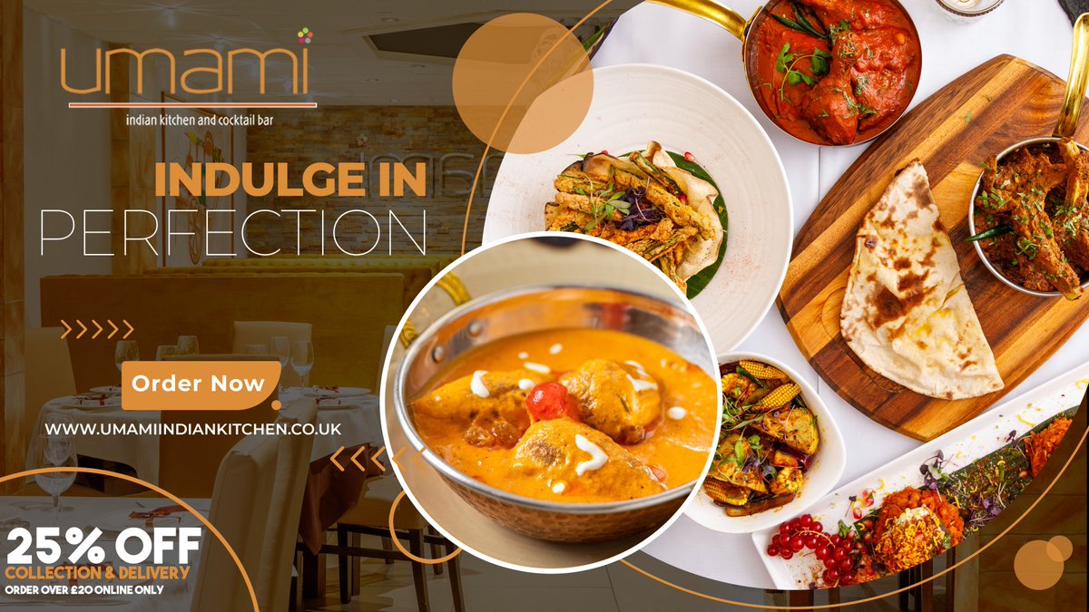 Indulge in a delightful weekend treat at Umami Indian Restaurant and saver your favourite dishes. This weekend, we are offering an incredible 25% discount on all Collection and Delivery orders over £20. 
Order online at umamiindiankitchen.co.uk/menu
#UmamiRestaurant #IndianTakeaway