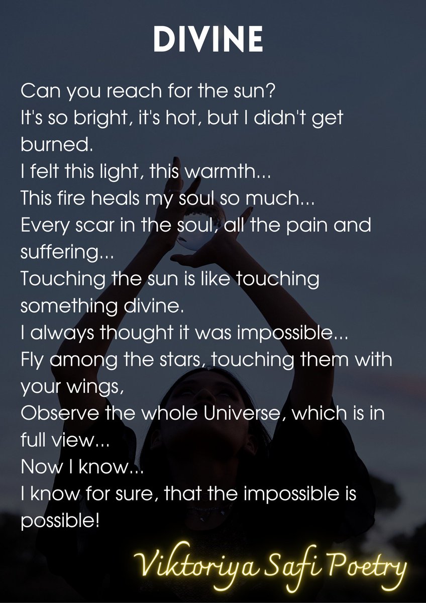 Can you reach for the sun?
Touching the sun is like touching something divine...

#WritingCommunity #vss365 #poem