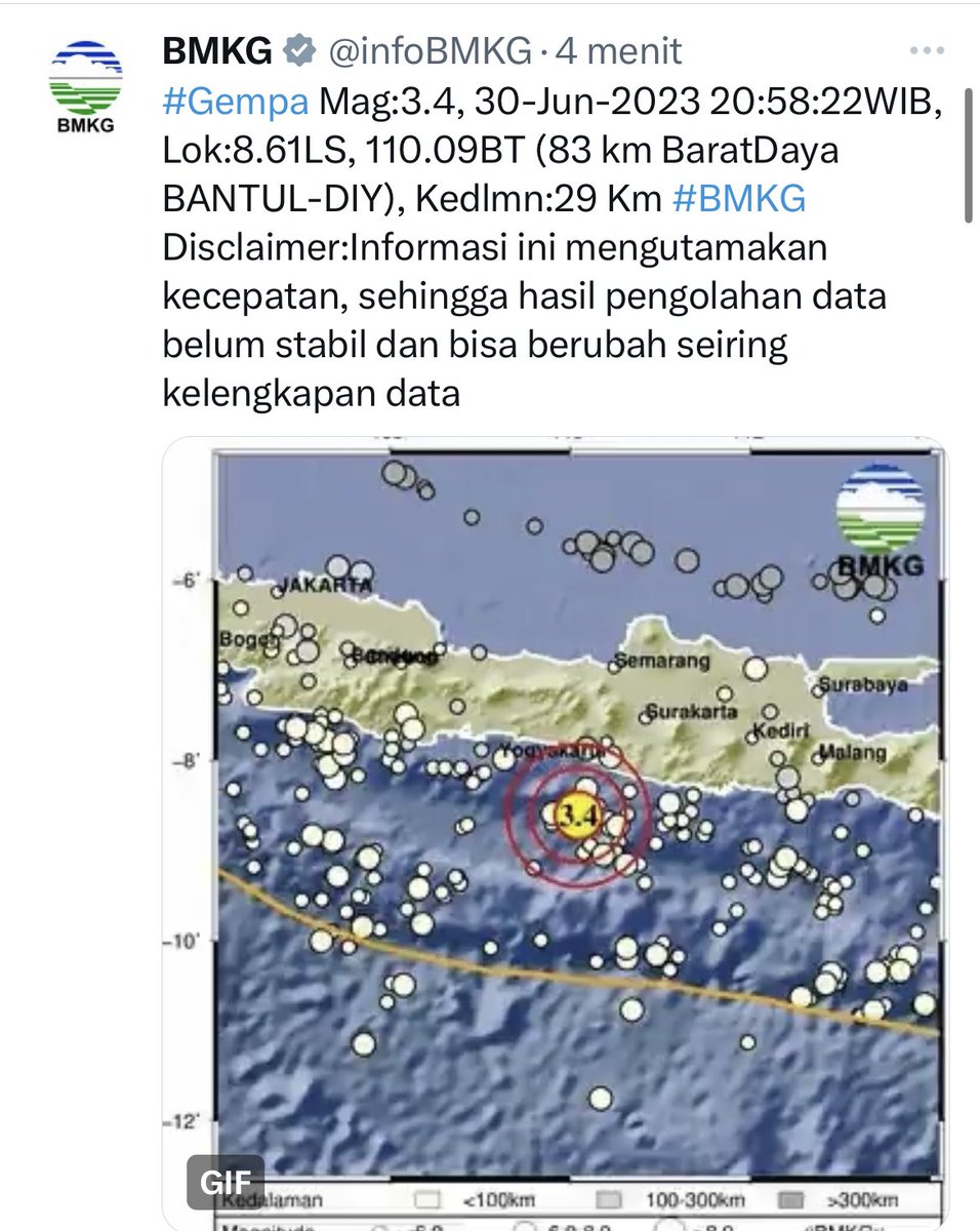 nalynqisx's tweet photo. Terpantau 7X Gempa😭

6,6
6,4
3,5
3,4
4,2
3,1
3,4

Semoga tidak ada Gempa susulan lagi, yang tenang ya bumi🙏🥀

#Gempa Bantul Bromo BMKG https://t.co/plvEIJ8j6U