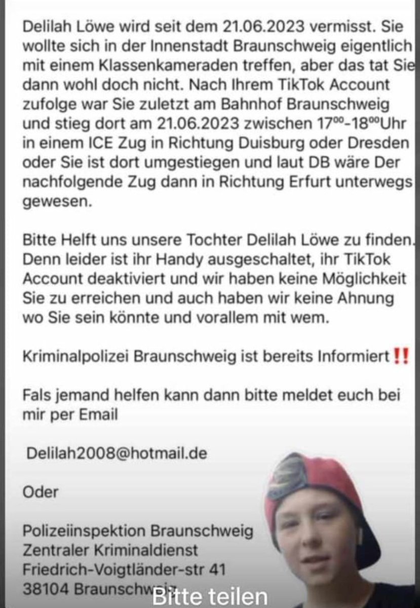 Ladyyuna22's tweet photo. #Berlin 
#Brandenburg
#Bayern 
#Sachsen
#Deutschland 
#Braunschweig 
Delilah löwe , 15 Jahre alt ,(geboren als weiblich)
Transgender ,Pronomen He 
Wird dringend gesucht ..seit 1 Woche verschwunden 
Polizei Braunschweig ist involviert 
Evtl in #Berlin
Bitte teilen 😔 https://t.co/fi80xMcTJv