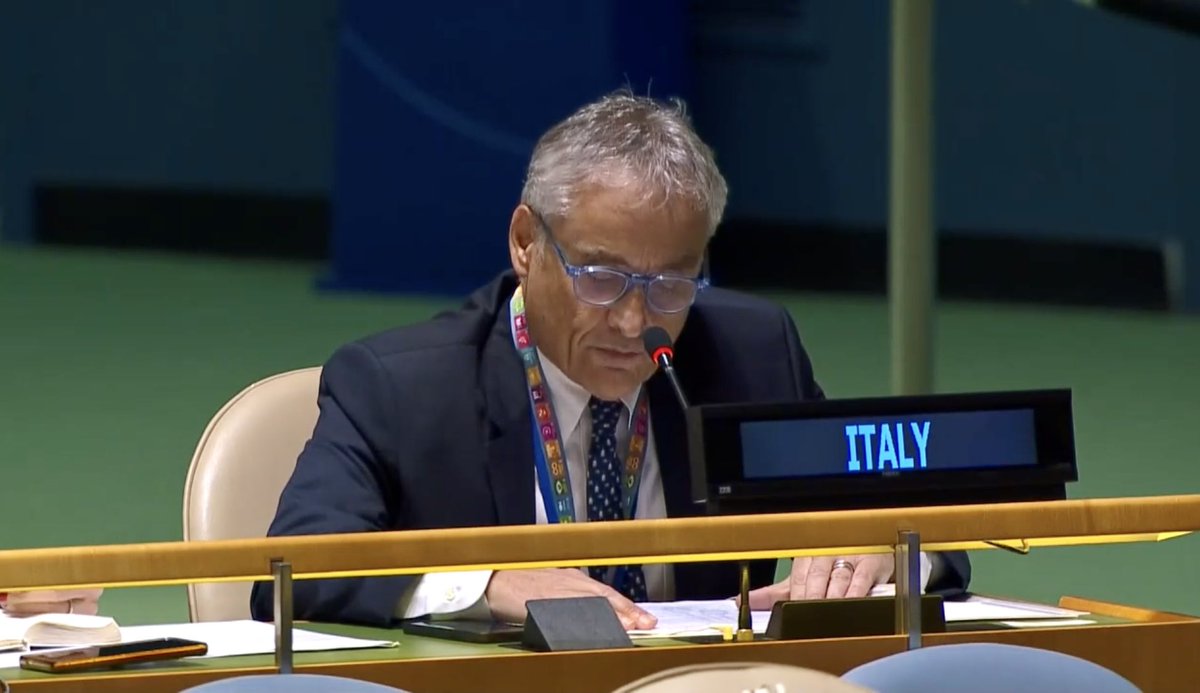 ItalyUN_NY's tweet photo. At UNGA, 🇮🇹PR @MauMassari on behalf of #UnitingForConsensus confirmed the group remains:
▶️committed to the #IGN to accomplish the urgent &amp; comprehensive #UNSC reform for it to be more efficient through more non-permanent members 
▶️a positive, constructive &amp; fully engaged actor https://t.co/vb2wngZ7i5