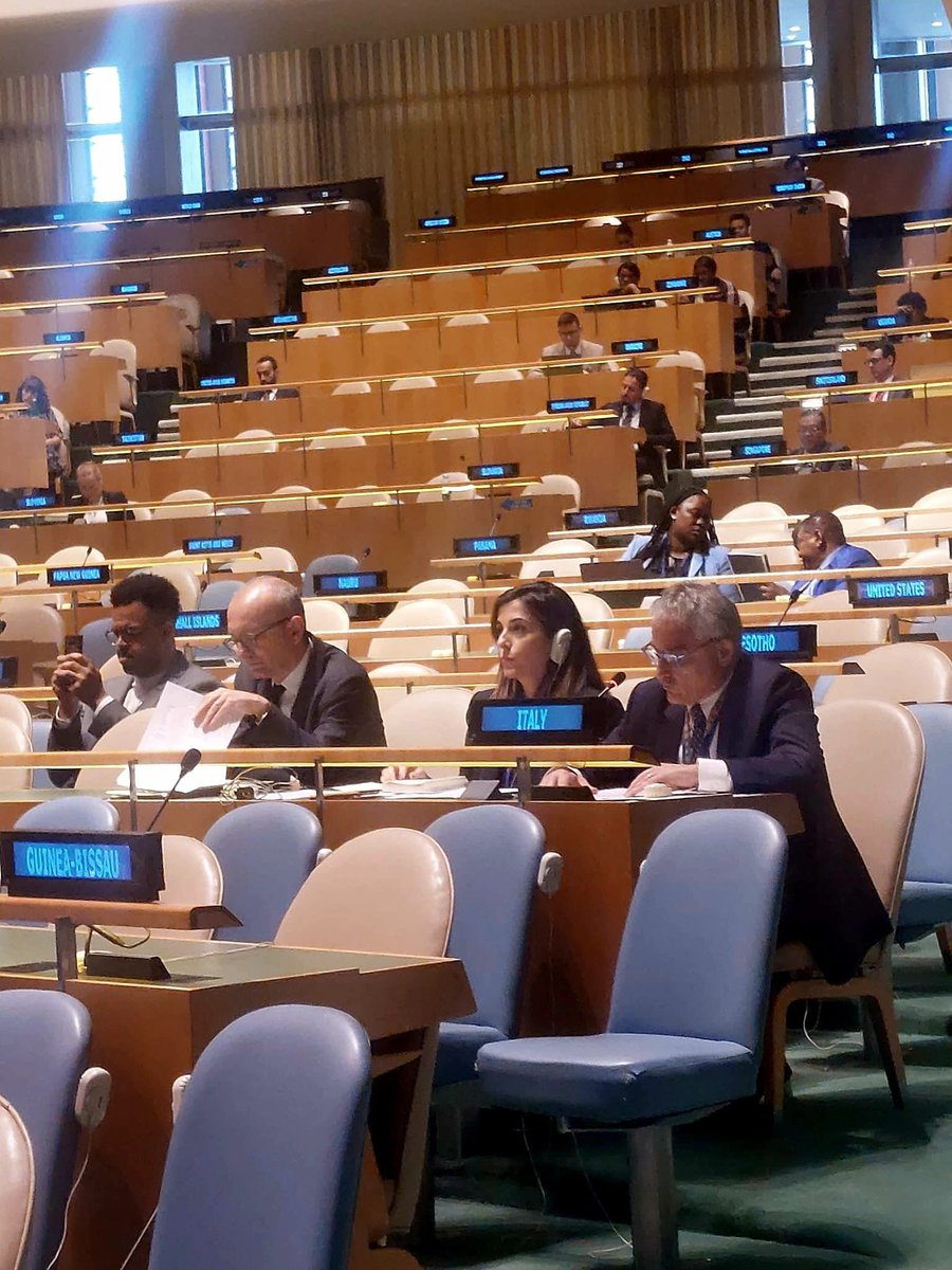 ItalyUN_NY's tweet photo. At UNGA, 🇮🇹PR @MauMassari on behalf of #UnitingForConsensus confirmed the group remains:
▶️committed to the #IGN to accomplish the urgent &amp; comprehensive #UNSC reform for it to be more efficient through more non-permanent members 
▶️a positive, constructive &amp; fully engaged actor https://t.co/vb2wngZ7i5