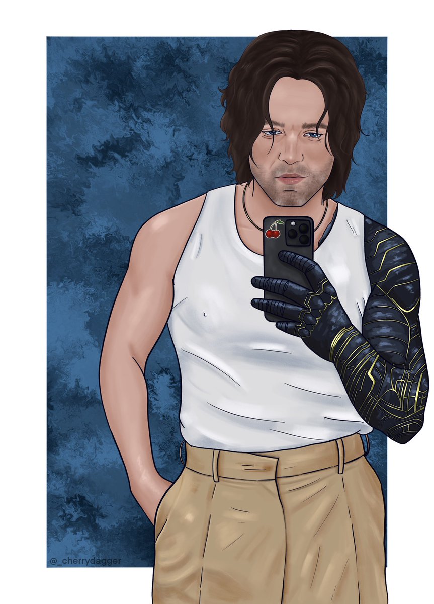 _cherrydagger's tweet image. Good morning, I’ve crawled out of the depths of my artist block to bring new art 😩🩵 enjoy 🦋
#SebastianStan #buckybarnes