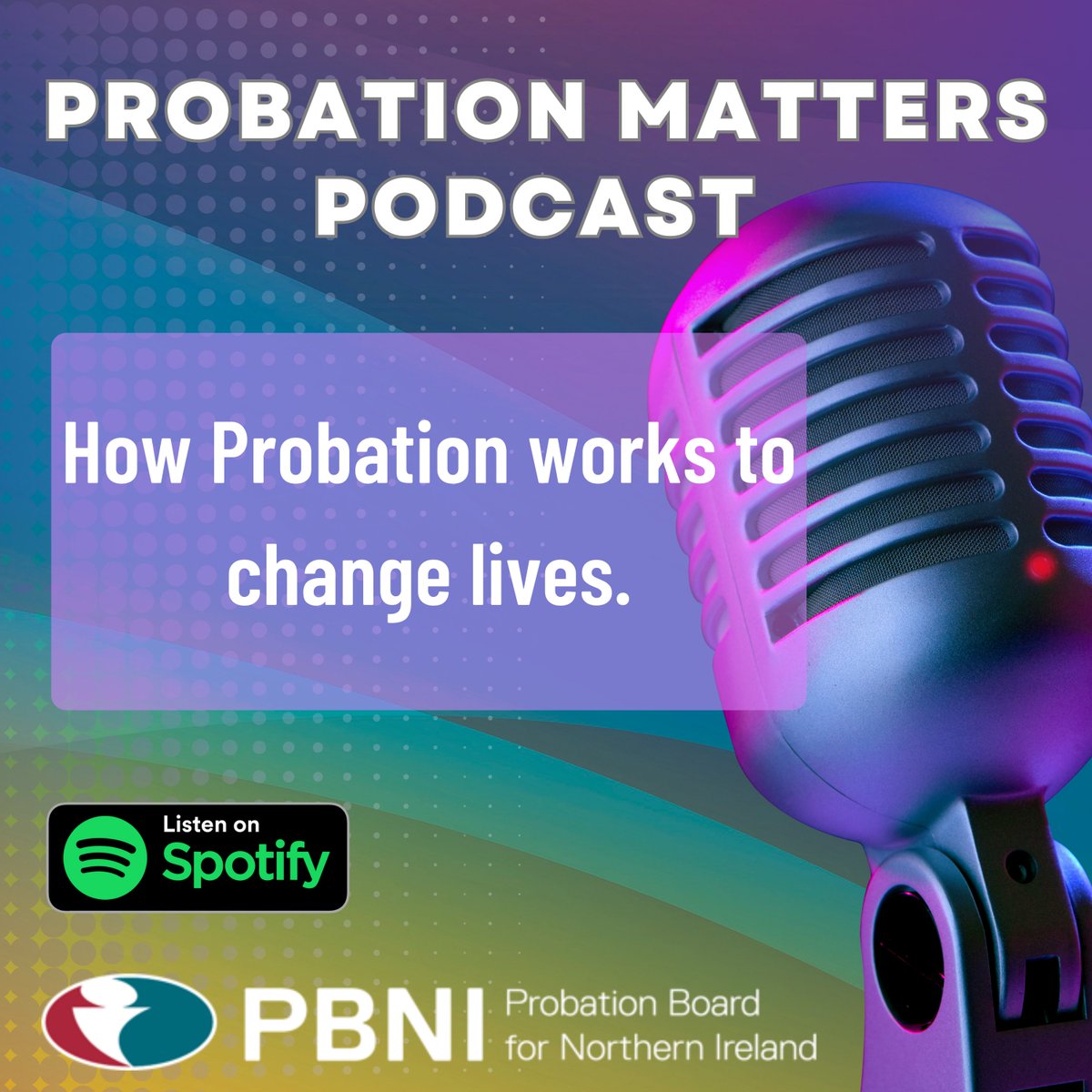 📻Listen to our Probation Matters podcast as we talk to Probation Officers about their experiences of #ChangingLives for #SaferCommunities. 
Our podcasts are at pbni.org.uk 
▶️Listen on @Spotify open.spotify.com/episode/1W8JWf…
▶️Listen on @RadioPublic radiopublic.com/probation-matt…