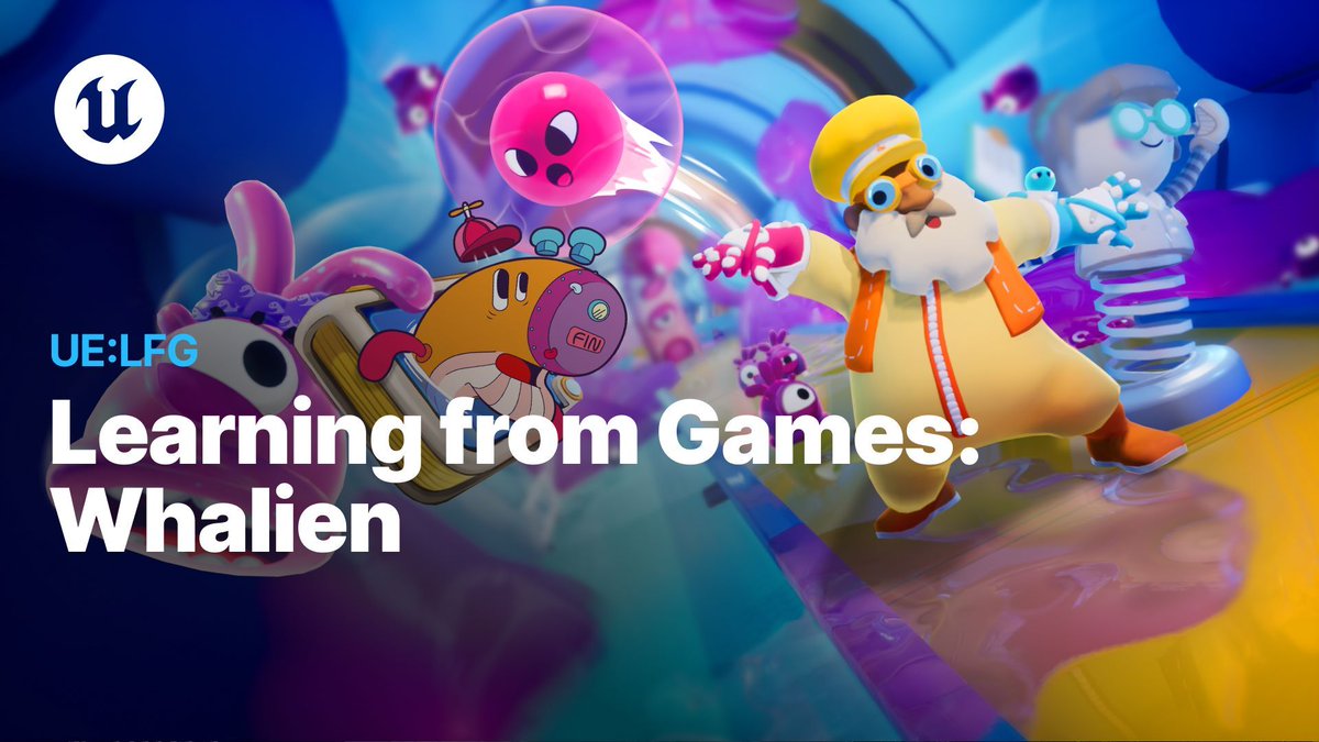 UnrealEngine's tweet image. Join us on UE:LFG for an underwater adventure with Ernest Hemingwhale in Whalien! 

Save our mechanical whale home from Squiddy invaders while chatting with the talented dev team. 🐳

Tune in at 2:00 PM ET today! youtube.com/watch?v=B7Bhxq…