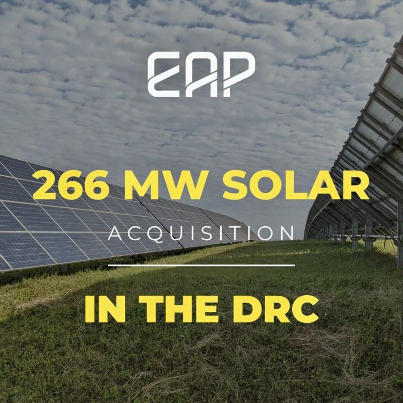 EAP acquires the rights to develop 2X133MW solar PV plants in the DRC. Grateful for the financial and technical support of Trade and Development Bank, Power Africa, and SCAF as we get the projects to financial close. buff.ly/3PxGw6l