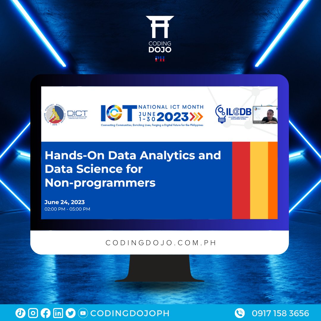 CodingDojoPh's tweet image. 🎉 Ending June with excitement and immense gratitude! 🙌🏼
Coding Dojo PH is honored to have been part of the incredible celebration of ICT Month and collaborated closely with the DICT Region 3 💻🌐
Send us a message to connect with us