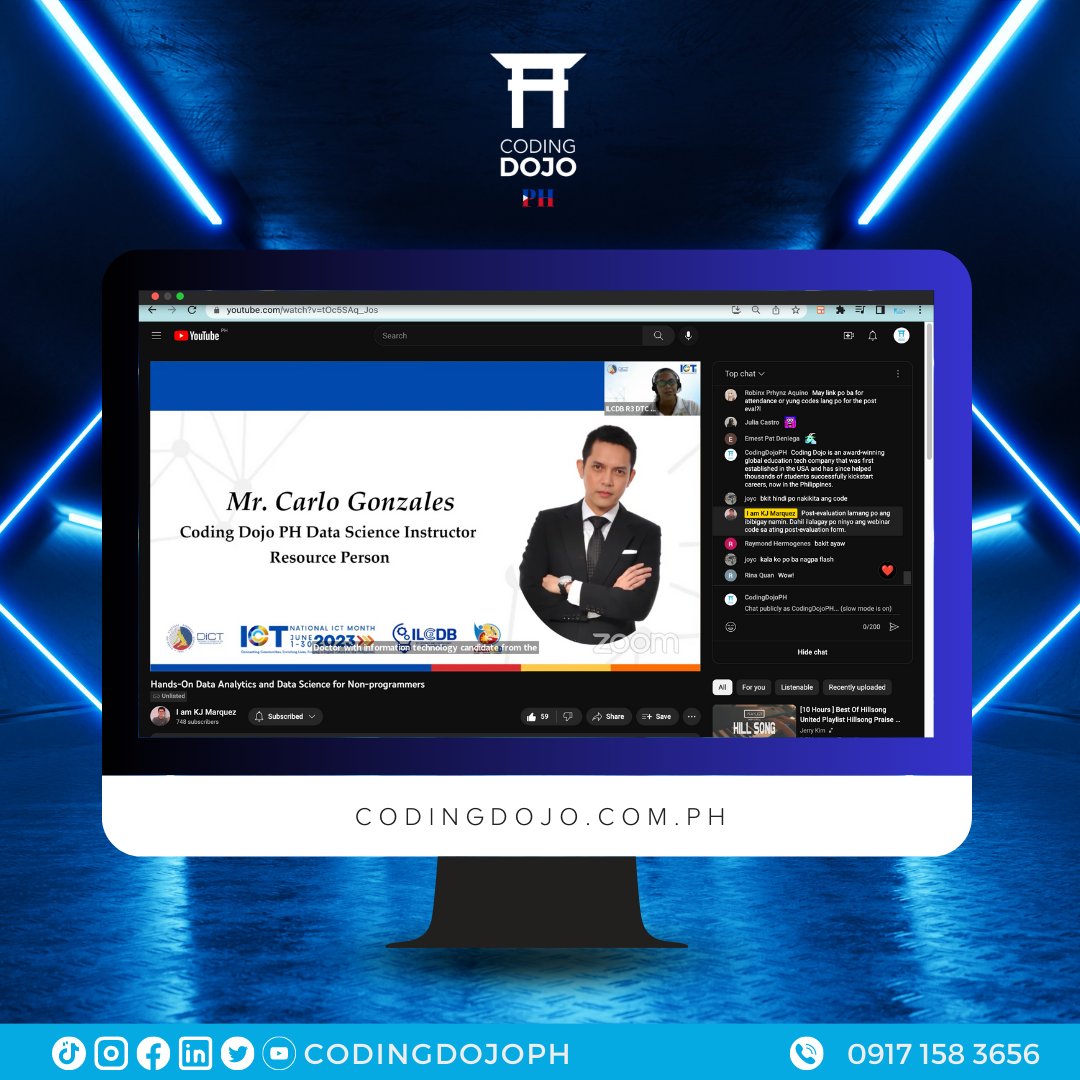 CodingDojoPh's tweet image. 🎉 Ending June with excitement and immense gratitude! 🙌🏼
Coding Dojo PH is honored to have been part of the incredible celebration of ICT Month and collaborated closely with the DICT Region 3 💻🌐
Send us a message to connect with us