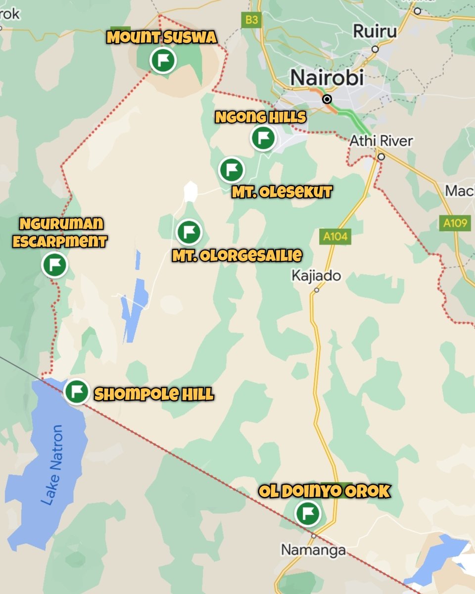 KipronoLeting's tweet photo. Hiking Trails in Kajiado County.

• NGONG HILLS - 21KM full trail, 1,100m elevation gain.

• MOUNT SUSWA - 21KM full crater trail, 650m elevation gain.

• MOUNT OLESEKUT - 8KM trail, 400m elevation gain.

• MOUNT OLORGESAILIE - 25KM trail, 850m elevation gain.

• OL DOINYO OROK: 20KM Entorosi Waterfalls trail, 750m elevation gain.

• SHOMPOLE HILL: 8KM trail, 550m elevation gain.

• NGURUMAN ESCARPMENT: 10KM Entasopia Waterfalls trail, 1,000m elevation gain.