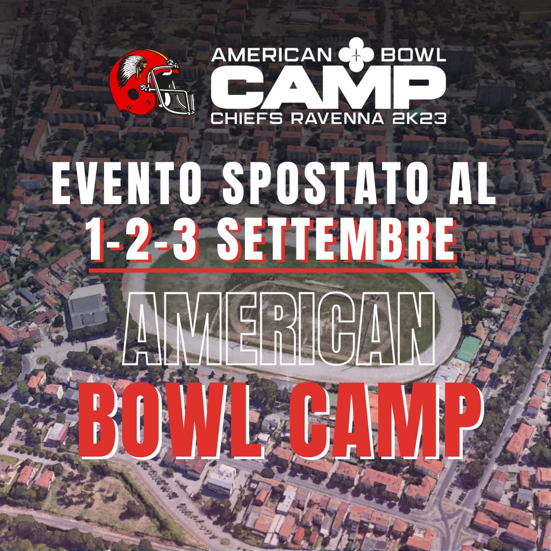 ❗️AVVISO
Con enorme dispiacere comunichiamo che l’ “AmericanBowlCamp” è stato spostato al 1 2 3  Settembre 2023
Ravenna - ExIppodromoCandiano
3️⃣ giorni di Camp, in cui verrai seguito da Coaches già ex giocatori della NFL del Football! Per info e iscrizioni:americanbowl.org/camp/