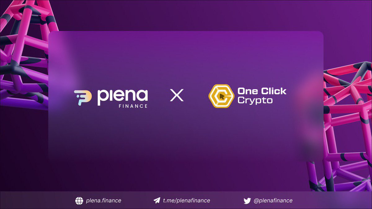 Exciting news!  📰

Plena Finance &amp; <a href="/oneclickcrypto/">One Click Labs</a> unite to reshape the blockchain landscape! 

Our vision? A seamless DeFi experience, effortlessly accessible with just a click. 

Say goodbye to barriers &amp; embrace intuitive AI &amp; Account Abstraction wallets. Together, we're