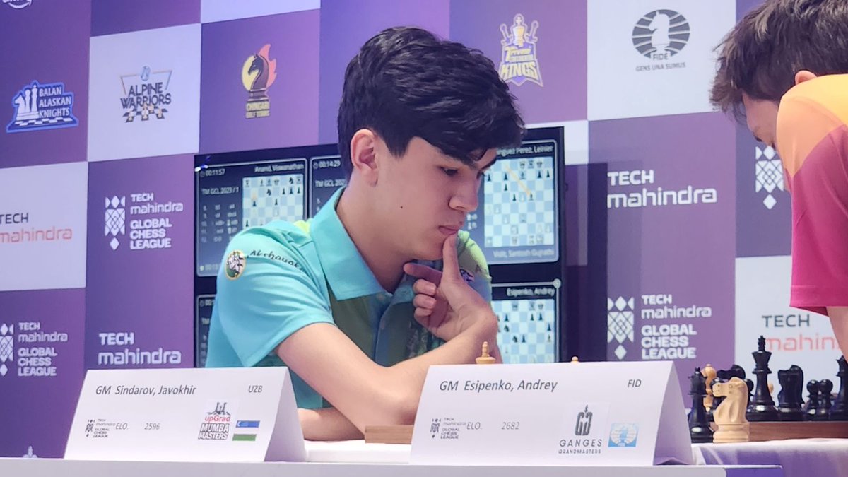 GCLlive's tweet photo. Javokhir Sindarov seals a win on the prodigy board for @umumba

Catch the action live on @JioCinema

#GlobalChessLeague #GCL #TheBigMove #TheFinalWeekend #GCLonJioCinema https://t.co/1tISMb9w5x