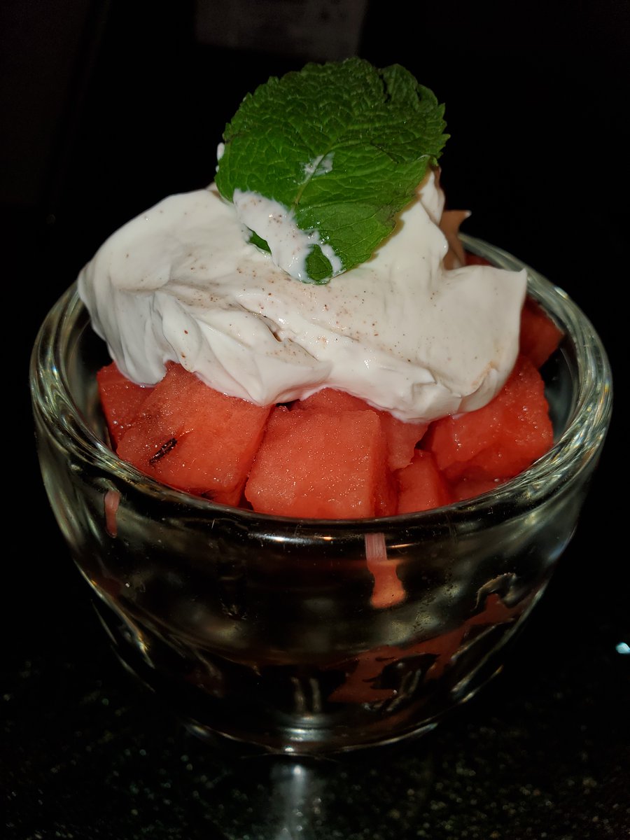 one of our new desserts
#watermelon with #greekyoghurt #Cinnamon #freshmint very refreshing and tasty on a hot muggy day