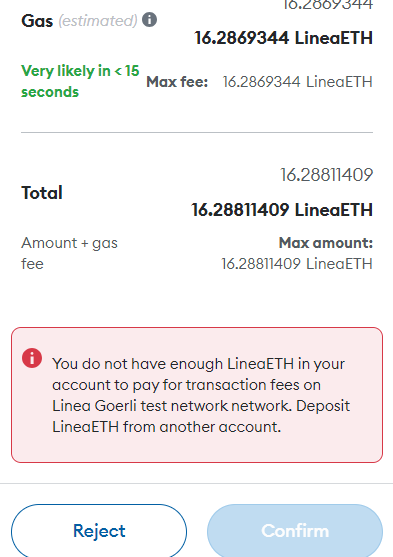 @LineaBuild the issue here is gas fee, single swap asking for 16Eth,increase faucet limit to 100eth per day