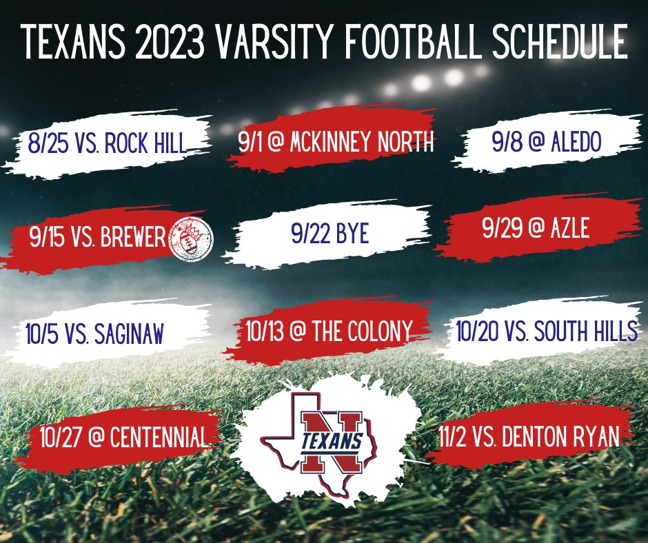 NWTexanFootball's tweet photo. Friday Nights this Fall!  Mark your calendars!!!  Come support the Texans this season ♥️🏈♥️🏈 https://t.co/LjLhZ6oE7Z