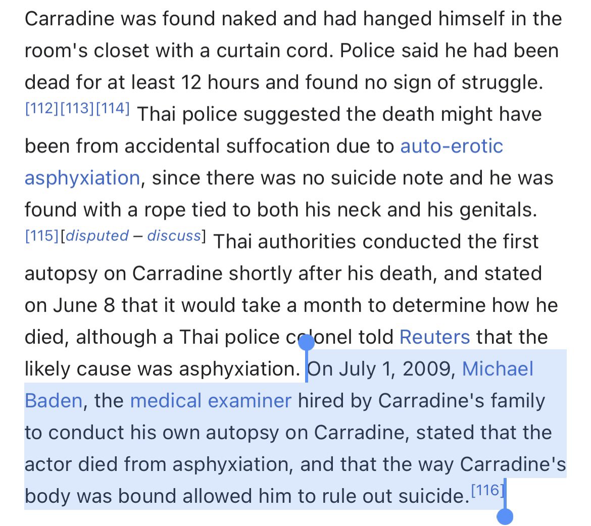 please take some comfort, we were able to rule out a shameful death by suicide. he actually died choking and jacking himself off