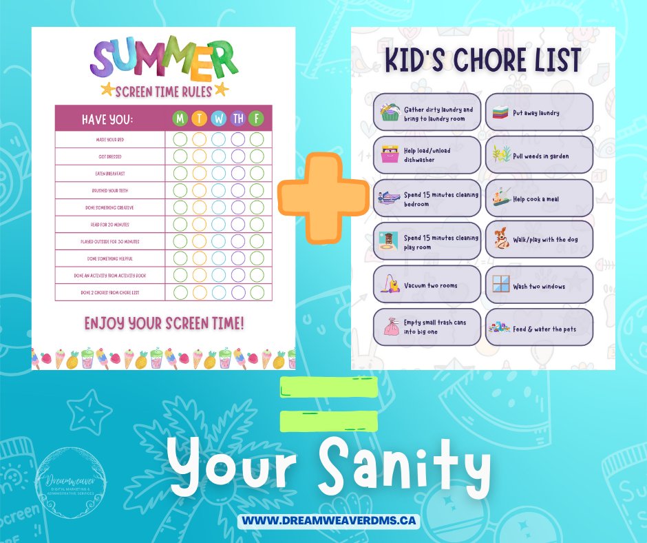 DreamweaverDMS's tweet photo. Not sure how to regulate screen time for your kids this summer? Try a rewards system like this one. 

These can be customized to your child and to your preferences! 

https://t.co/pPI4yOba8v

#ScreenTimeRules #ChoreList #Summer #SanitySaver #Parenting #CustomChoreChart https://t.co/a61mp47oS3