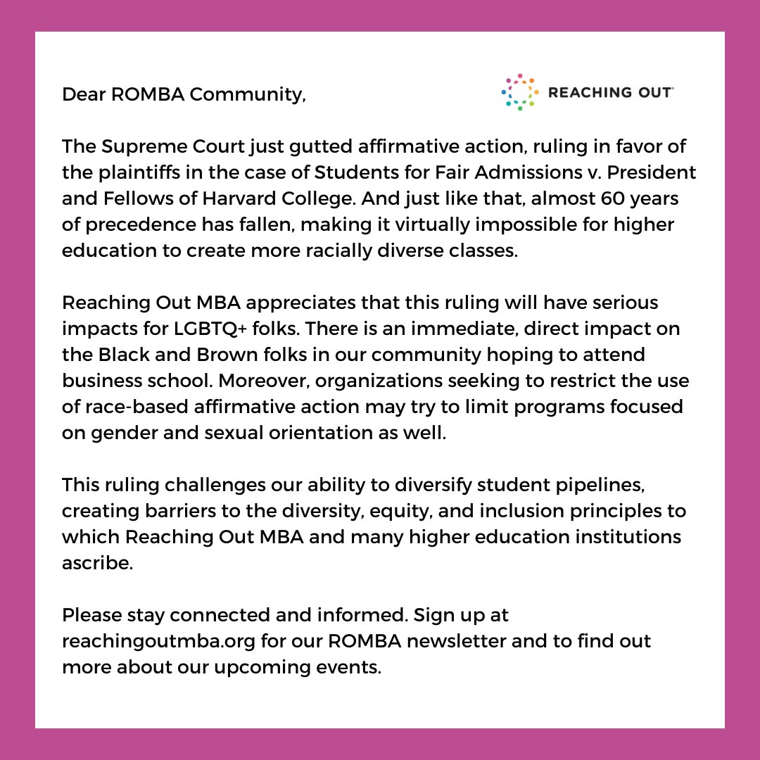 Reaching Out MBA tweet media