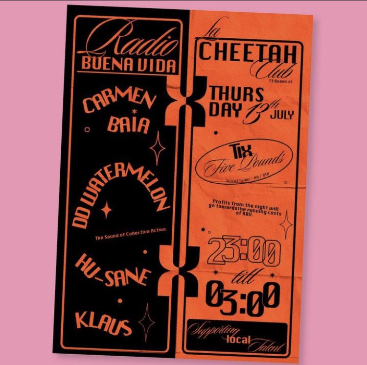 Our next residency night at <a href="/LaCheetahClub/">La Cheetah Club</a> is on Thursday, 13th July 13th with this belter of a line-up. Tix available now on RA. Hope to see you there!