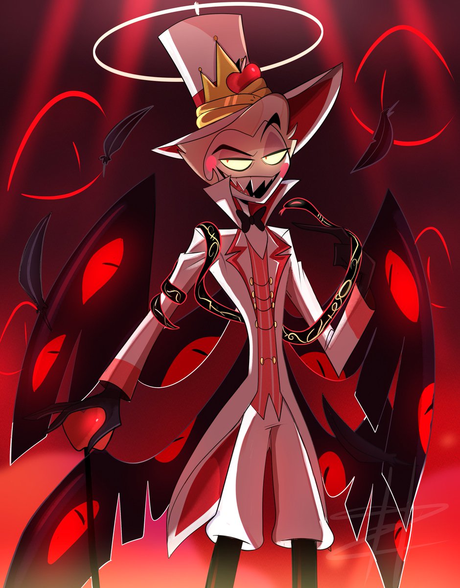 Hj7Of's tweet photo. Bow down to your king 👑🦆 
#HazbinHotel #HazbinHotelFanart https://t.co/I0NcCz4287