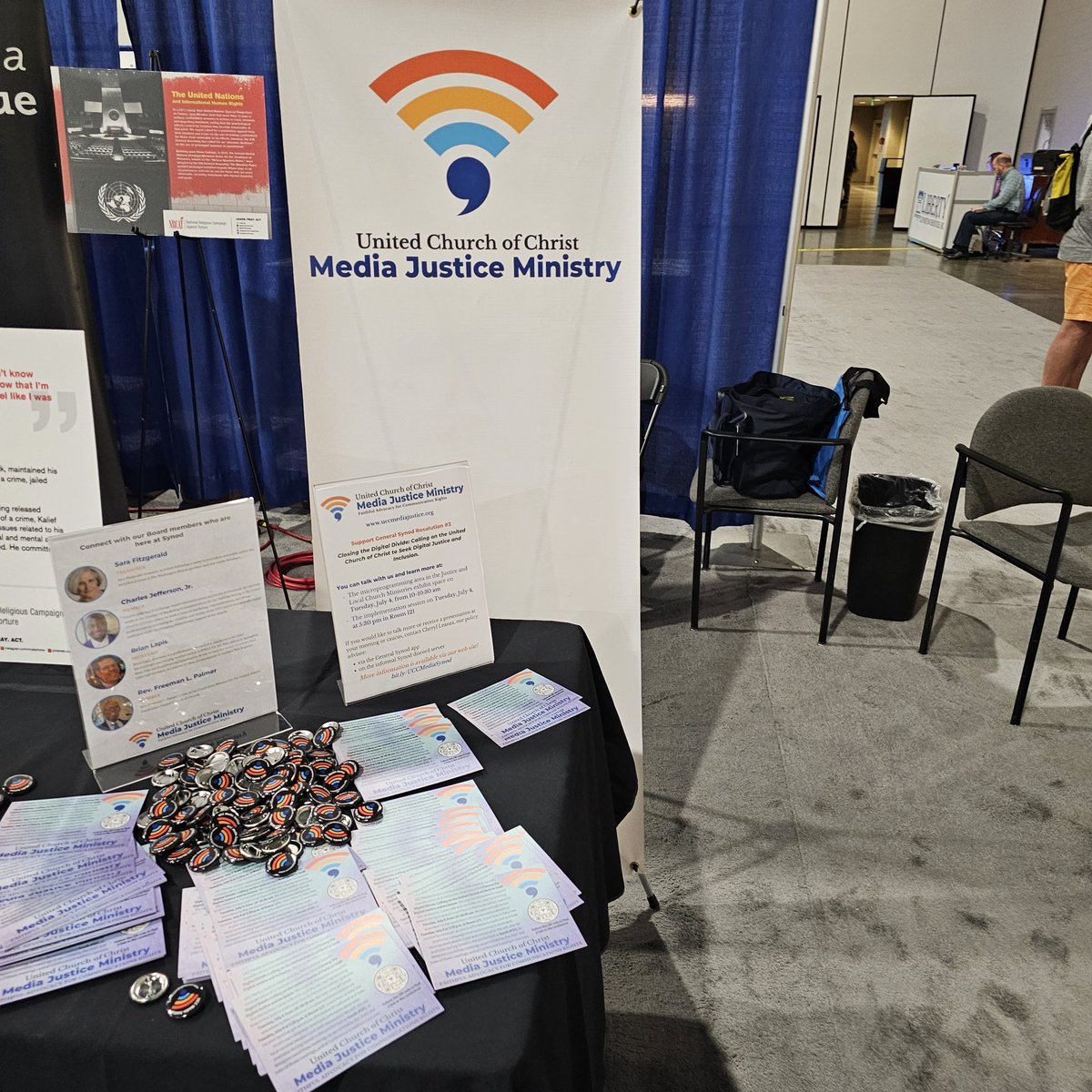 We're here in the exhibit hall at #501 at #UCCSynod. Vote yes on the #DigitalDivide #DigitalInclusion Resolution #3.