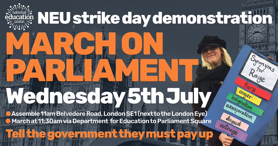 RedHen90's tweet photo. 💪WEDNESDAY IS ANOTHER BIG ONE FOR @NEUnion 

🪧Strike day 
🗣️PMQs 
👢🎪March and rally day
 #SaveOurSchools 

📷Assemble 11am| Rally in Parliament Square

Here is how you can take part ⤵️

1/🧵 https://t.co/vuX8EfxlZ0