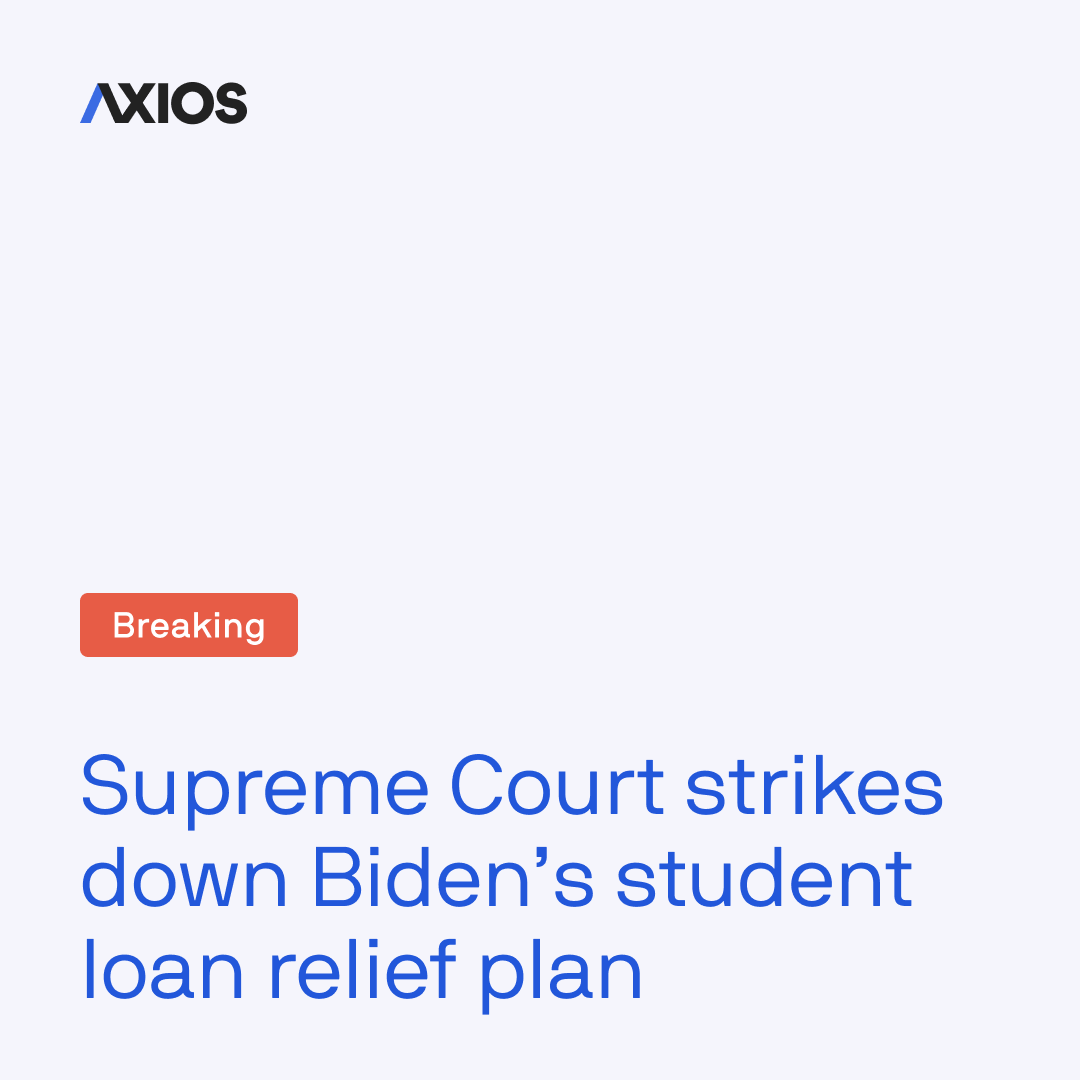 BREAKING: Tens of millions of borrowers will resume monthly student loan payments after the Supreme Court ruled on Friday that President Biden's loan forgiveness plan is unconstitutional. trib.al/9svcOEL