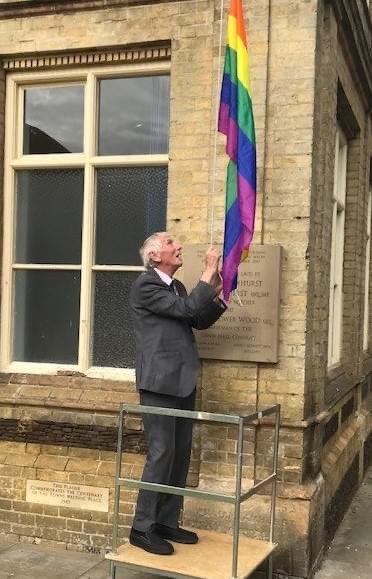 It’s a small thing, but it’s really encouraging to see my small town in rural Norfolk displaying the rainbow flag in so many places. Both small supermarkets have signs up and the mayor raised the flag at the town hall on Wednesday. #DownhamMarket