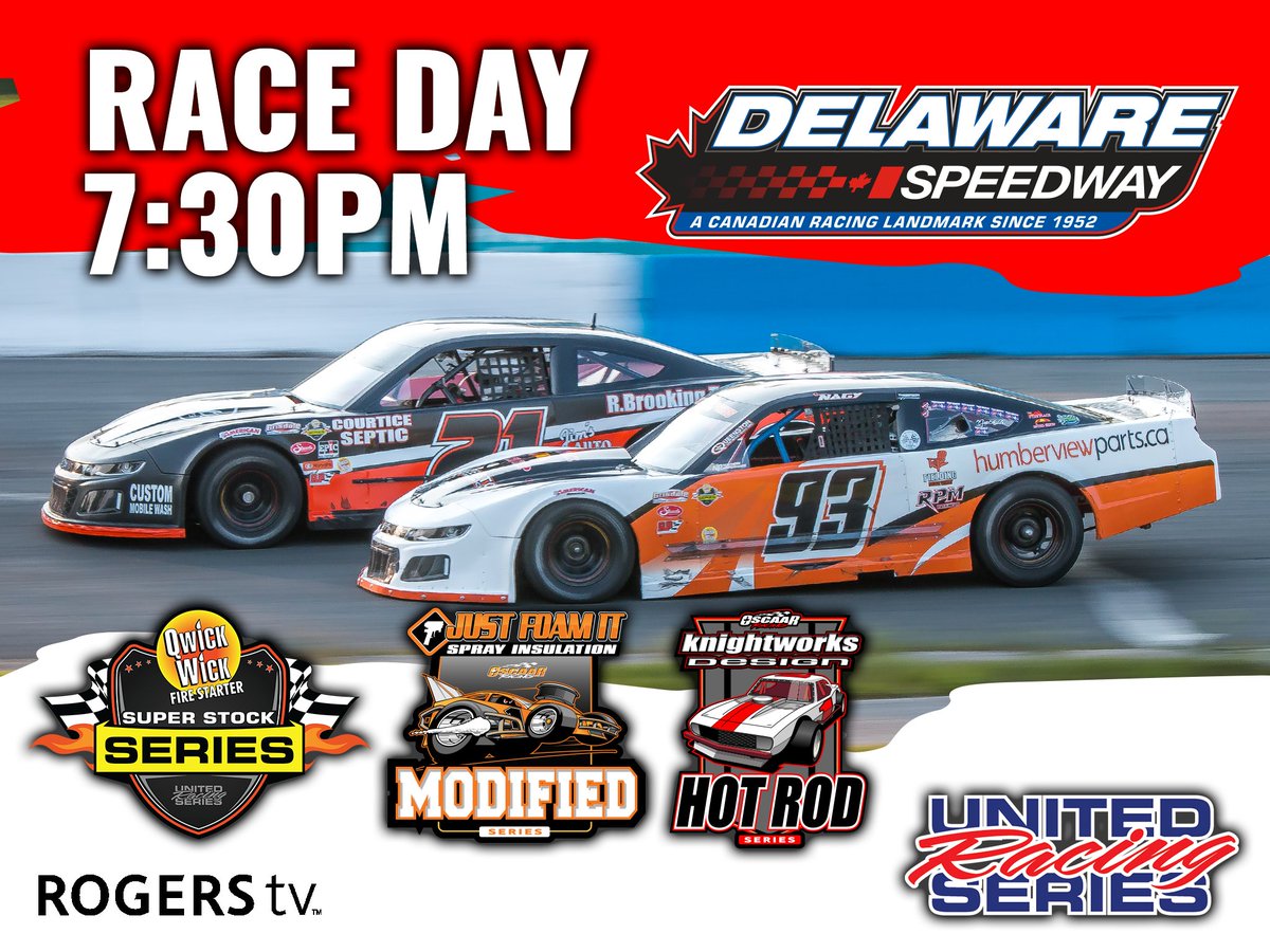🇨🇦 The big <a href="/UnitedLMSeries/">United Racing Series</a> Canada Day weekend starts tonight at Delaware Speedway! 

On tap, we have the <a href="/QwickWick/">Qwick Wick Fire Starter</a> Super Stocks, as well as the <a href="/OSCAARRacing/">OSCAAR Racing</a> Modifieds &amp; Hot Rods!

🎟 Tickets: showpass.com/delaware-speed…
🚪Gates: 6:00pm
📺 <a href="/RtvLondon/">Rogers tv London</a>: 7:30pm
🟢 Racing Starts: 7:35pm