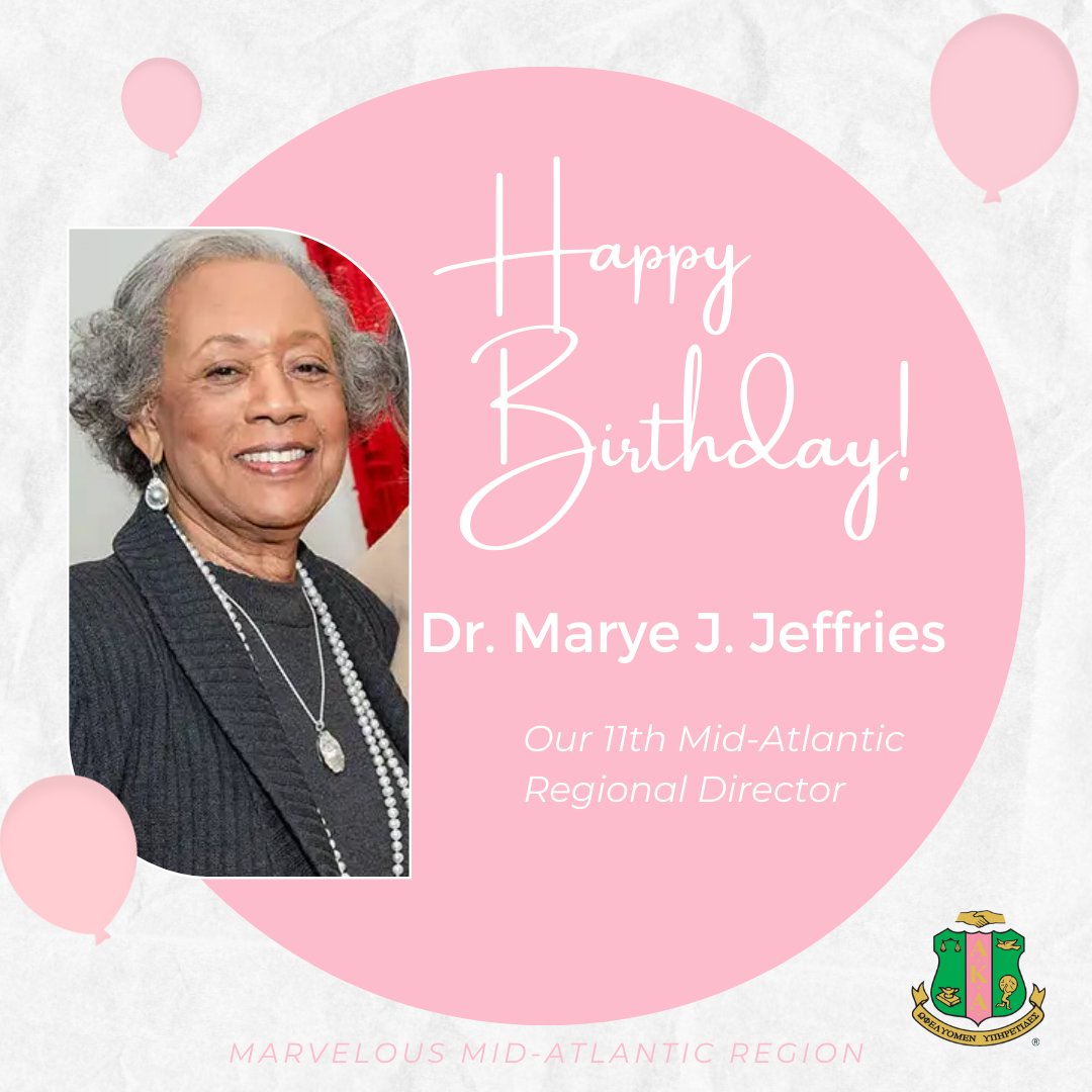 Join us in wishing a happy 91st birthday to Dr. Marye Jeffries, our 11th Mid-Atlantic Regional Director. We hope the day was filled with all her favorite things! Please add your birthday wishes in the comments. 🎂💐
