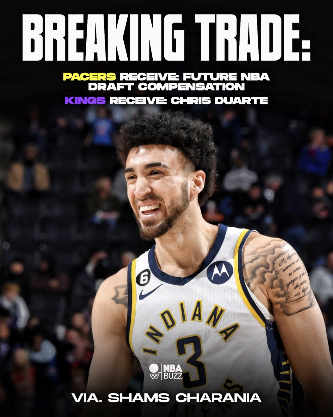 BREAKING TRADE: SACRAMENTO & INDIANA! Kings receive: Chris Duarte Pacers  receive: Future NBA draft compensation (will update with…