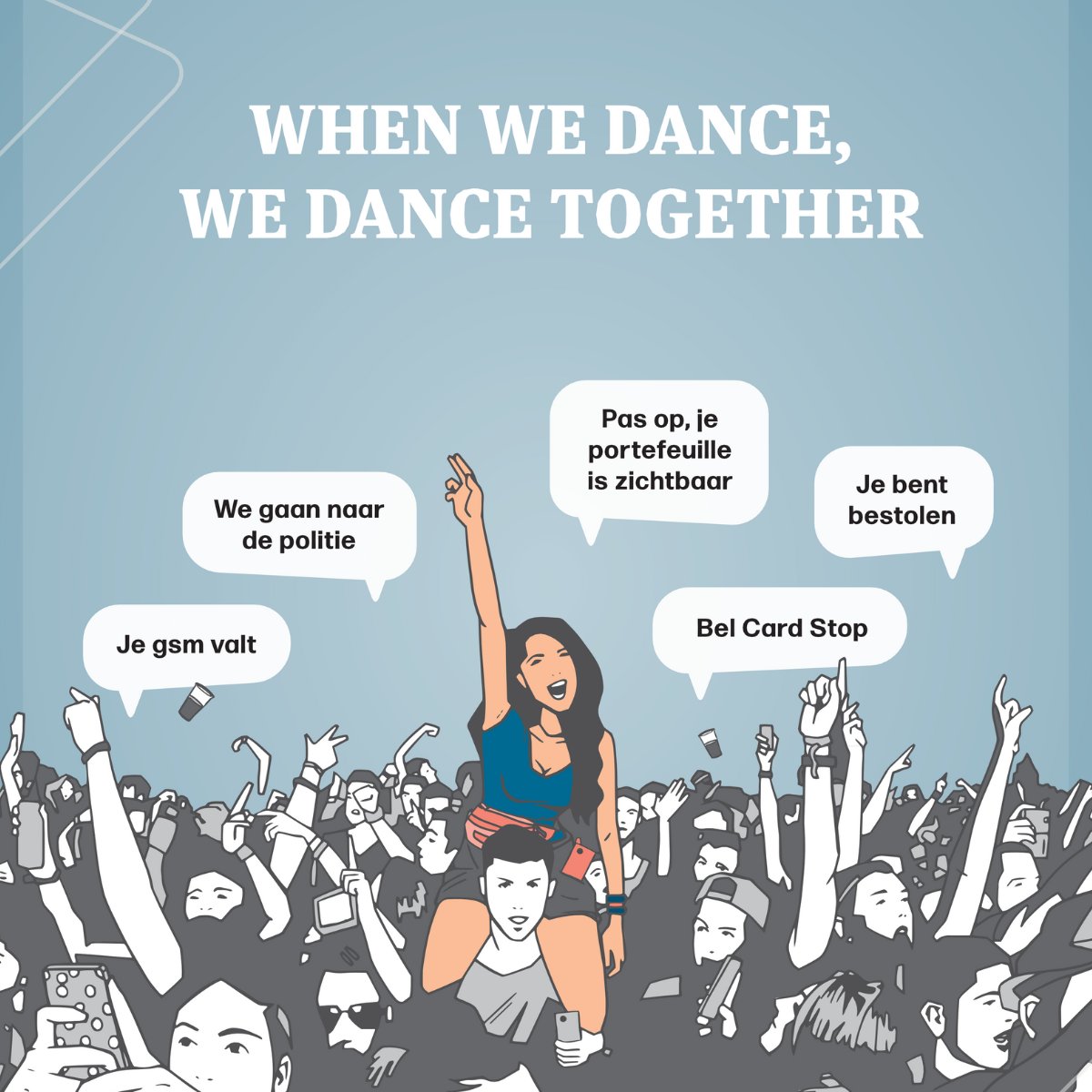 "OOG VOOR ELKAAR" onze campagne tegen gauwdiefstal! Of je nu festivalganger, toeschouwer, of burger bent, iedereen speelt een belangrijke rol in de strijd tegen zakkenrollers. Samen zorgen we voor een veilige festivalzomer. 
Hoe maak jij het verschil? 👉 rb.gy/1hq9a