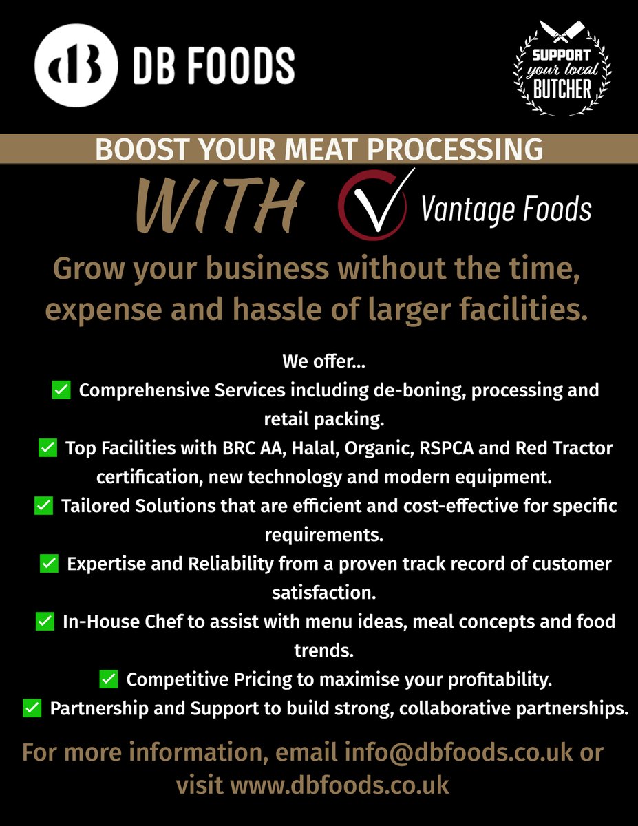 Your ultimate partner for contract de-boning, further processing, and retail packing services.
#BusinessExpansion #VantageFoods