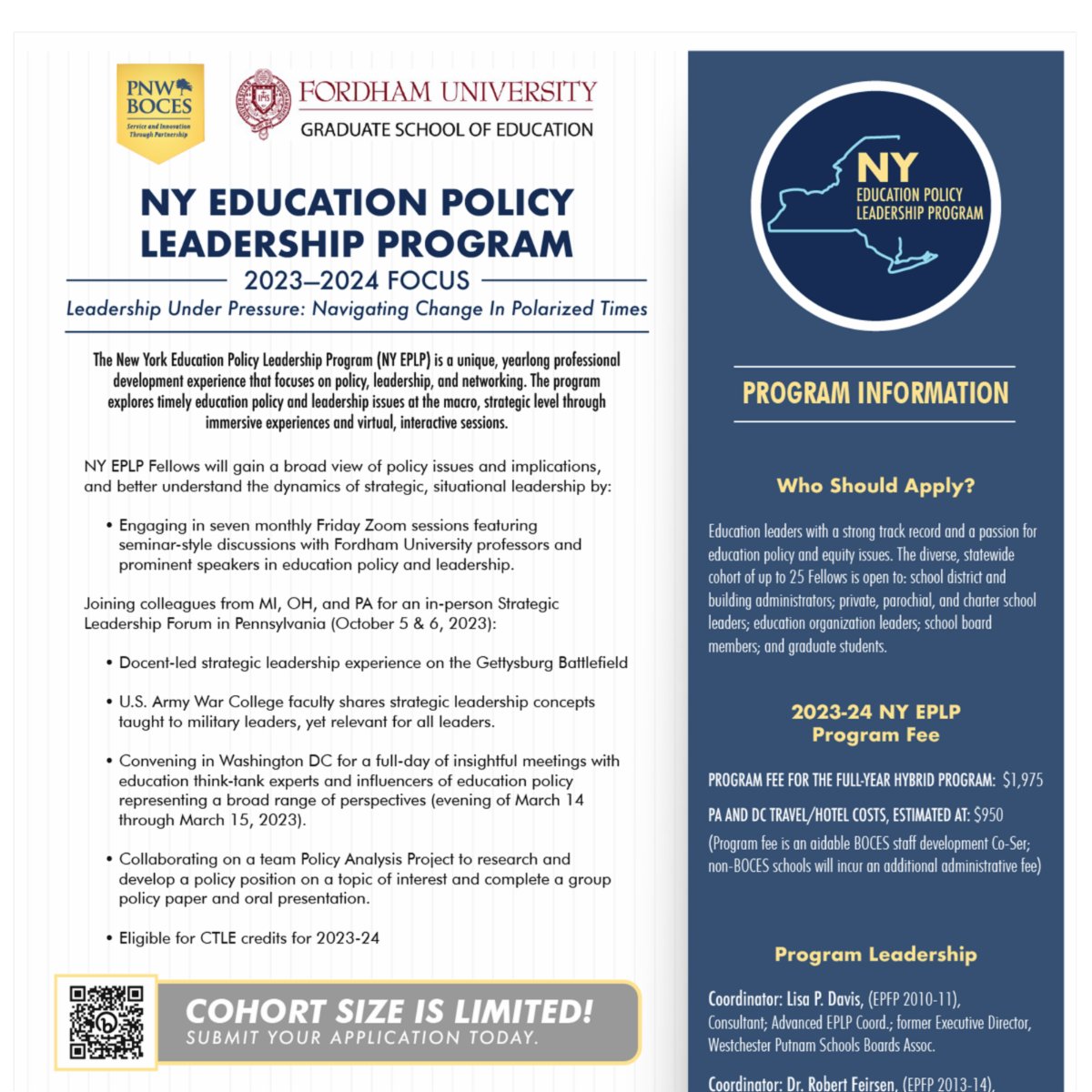 Interested in education policy at the NYS and federal level?  Join the next cohort of NY EPLP Fellows and gain a broad view of policy issues &amp; implications!  @nyeplp <a href="/pnwboces/">PNW BOCES</a> <a href="/FordhamGSE/">FordhamGradEducation</a> <a href="/TashaPLPM/">Tasha Wright</a> <a href="/LynnAllenEdD/">Dr. Lynn Allen</a> #EdPolicy #CELGrowsLeaders Learn more at:
conta.cc/3PURiUz