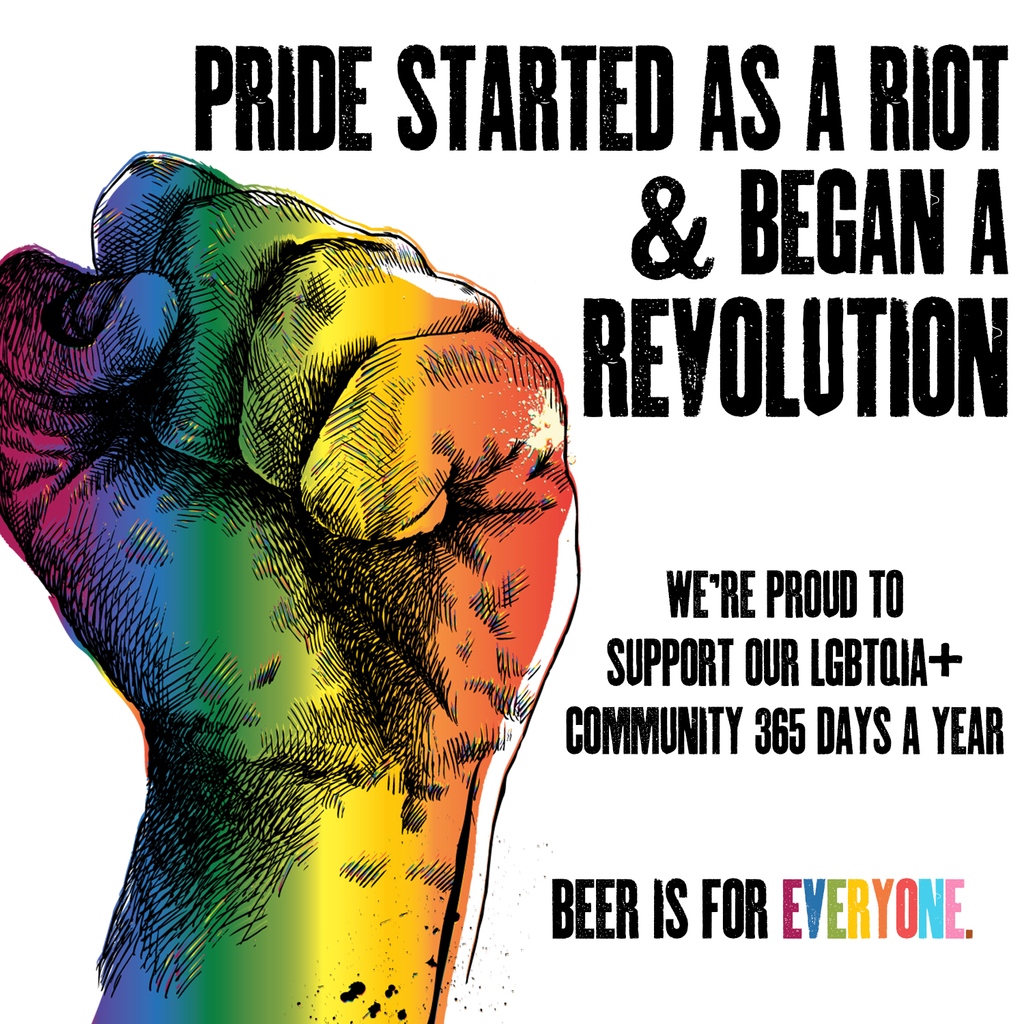 RevBrewChicago's tweet photo. Revolution's support for our LGBTQIA+ siblings doesn't end when the calendar page flips, or at any time in sight. Beer is for everyone (21 and older!), and we won't stop fighting until all are welcome to have a pint and live safely without fear of danger or discrimination. https://t.co/b7hWGbaMAp
