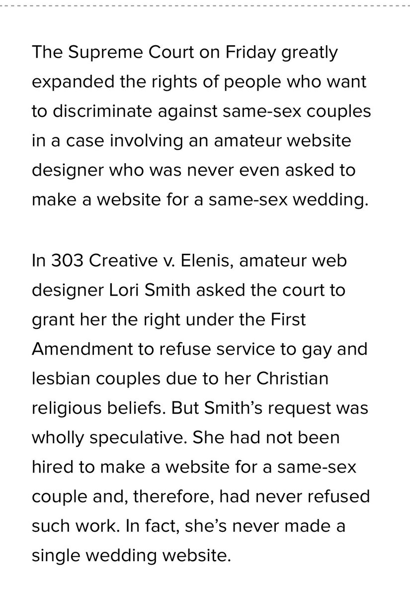 The crazy part is the woman who brought the case to the Supreme Court made up the situation in her mind …