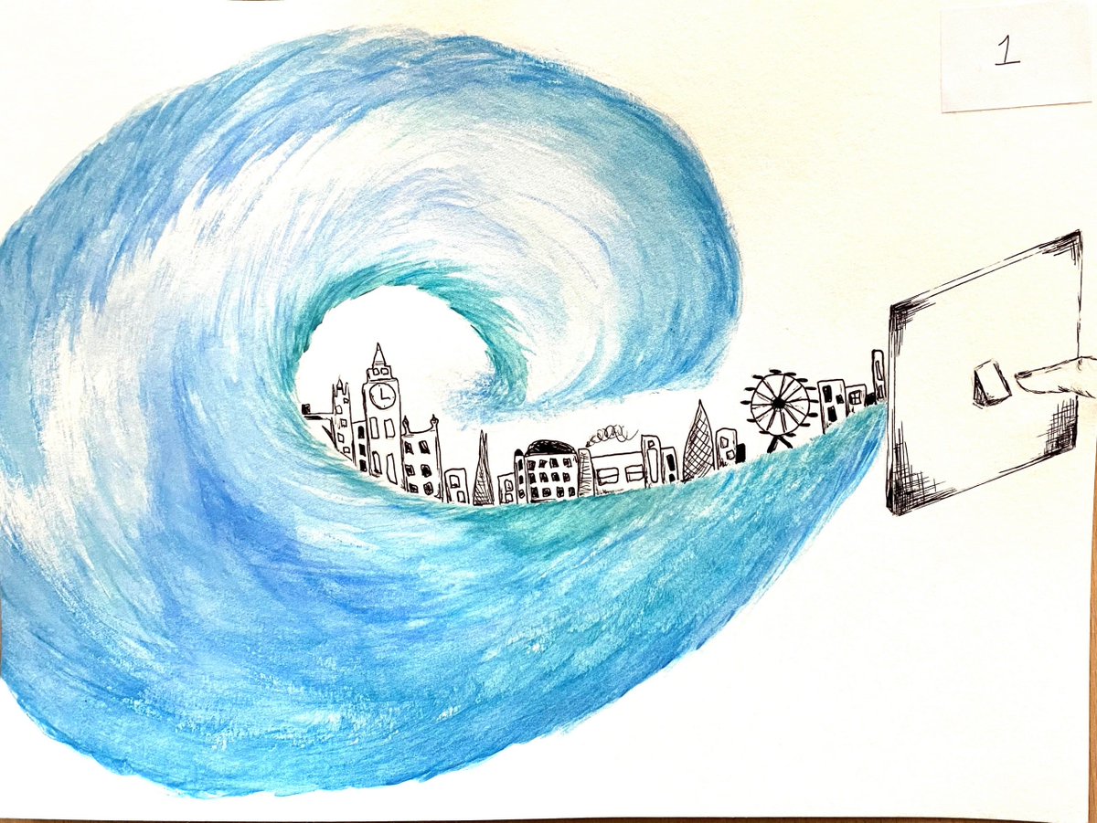 Including Millie's artwork titled 'The Way Forward is Waves', inspired by Engineering DPhil Misha Patel, who is working towards a more sustainable world by extracting energy from tides in the sea oxfordsparks.ox.ac.uk/scientists/mis…