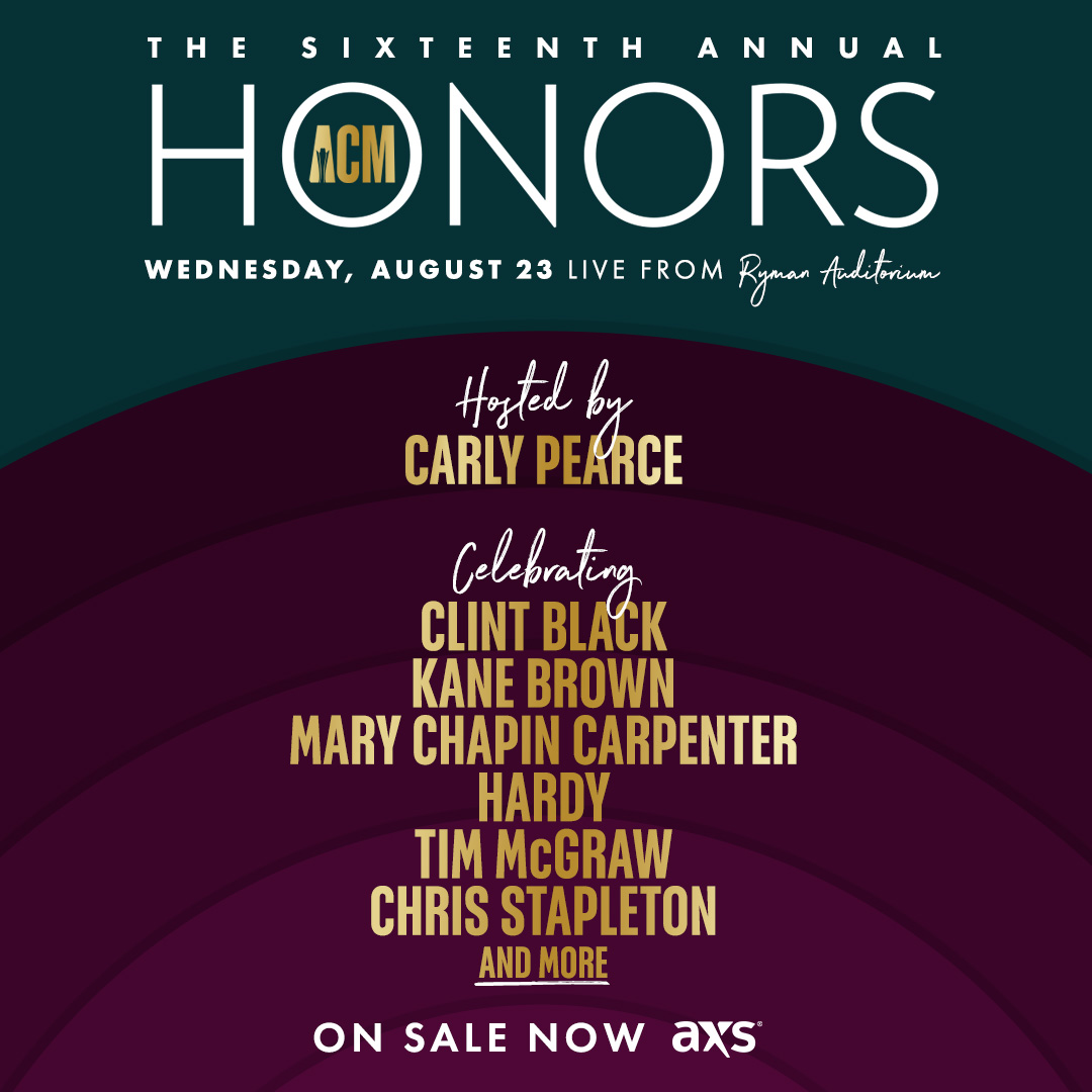 Join us for #ACMhonors, an unforgettable evening of live music and once-in-a-lifetime tributes, celebrating some of Country Music's biggest stars, including @clint_black, @kanebrown, @M_CCarpenter, @HardyMusic, @TheTimMcGraw, @ChrisStapleton, and more⭐️  

Don't miss the Country…