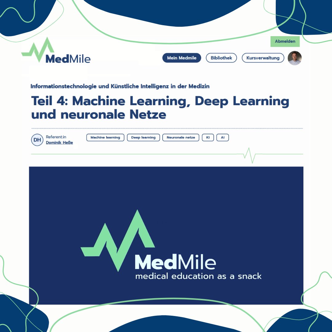 Alles in einer Plattform - ein Dashboard für jeden!

Egal,  ob ihr euch für Innere Medizin, erweiteres Wissen durch KI Programme in  der Medizin,oder eine andere medizinische Fachrichtung interessiert,  MedMile hat für jeden etwas zu bieten.

#MedMile #Fortbildung #CME