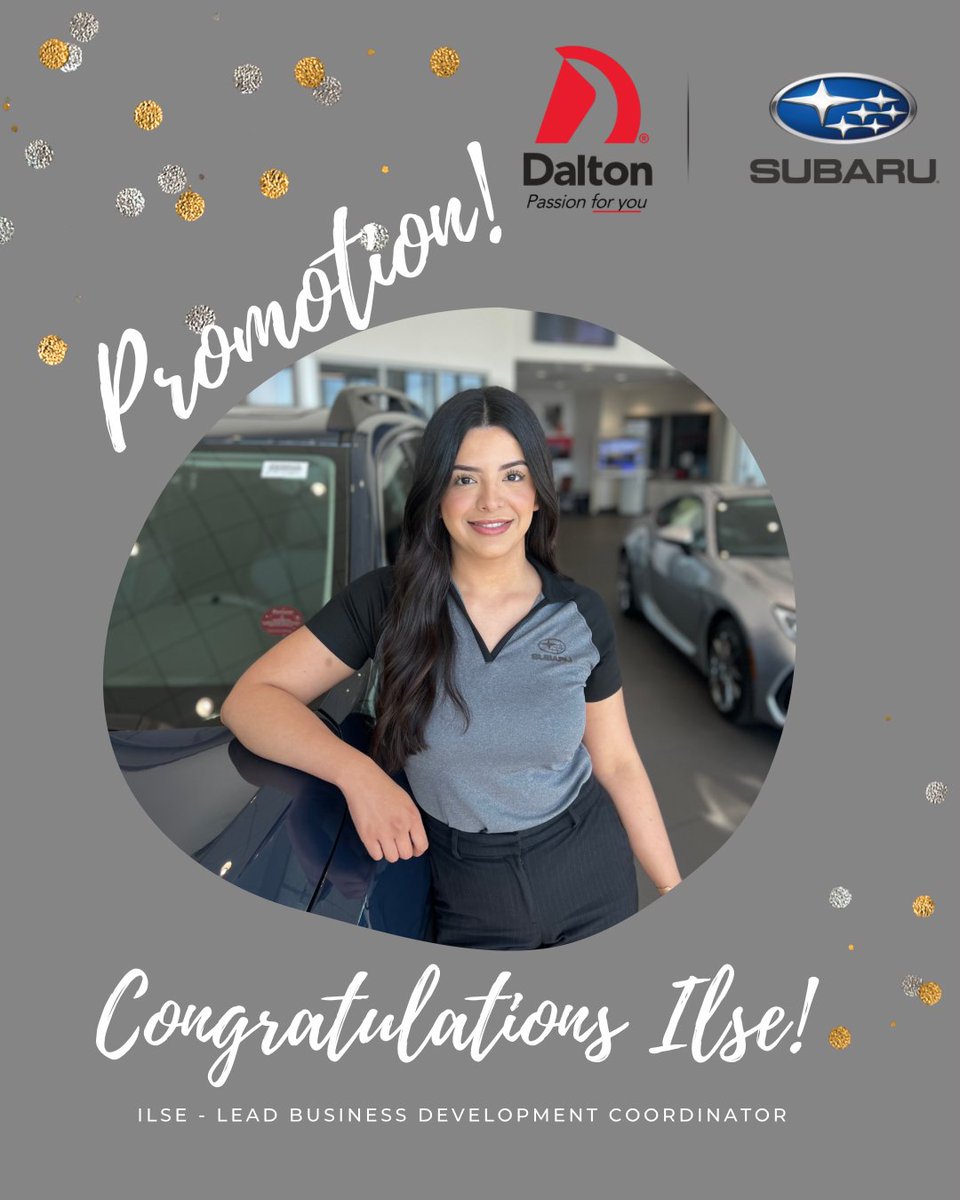 SubaruDalton's tweet photo. Congratulations Ilse on being promoted to Lead Business Development Coordinator 🙌🏼 

https://t.co/Zox3W378WE | Passion for you

#subaru #daltonsubaru #mileofcars #passionforyou https://t.co/8TE9sI6YjL